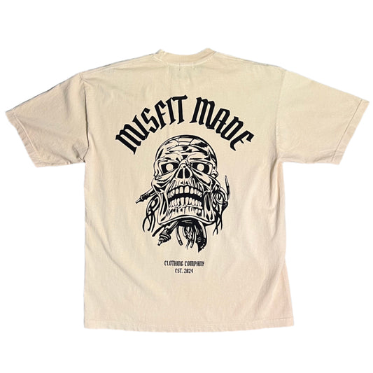 REBEL SKULL TEE - BEIGE